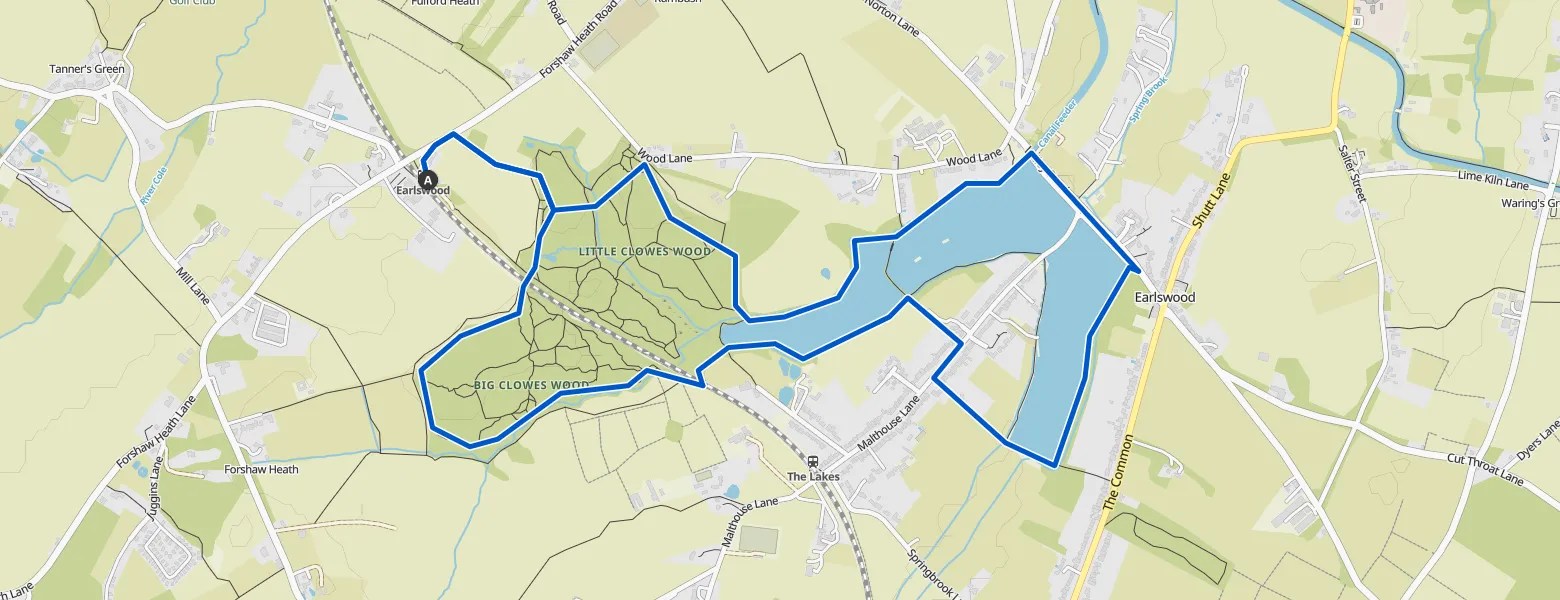 Clowes Wood & Earlswood Lakes loop from Earlswood hike Komoot